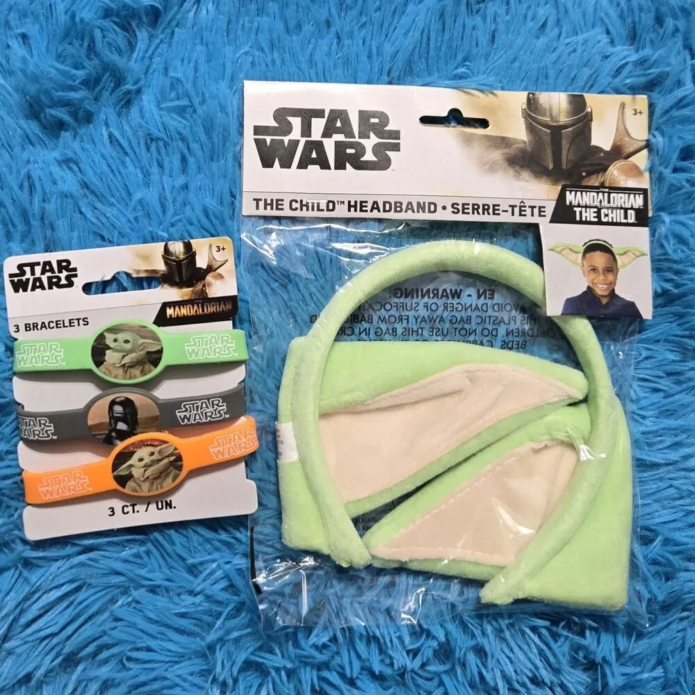 Star Wars The Mandalorian The Child Headband + 3 Pack Fun Bracelets Party Favors